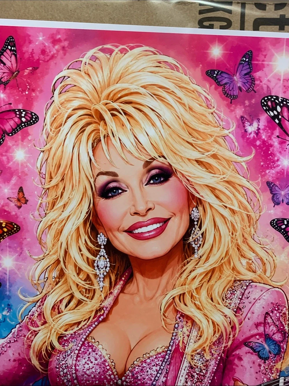 Pink Butterfly Guitar Wall Art Print - Home Wall Deco. The Queen Dolly